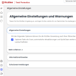 McAfee Total Protection Einstellungen