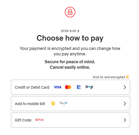 Netflix Bezahlmethode
