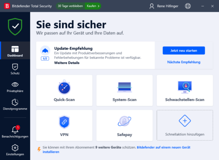 Bitdefender Dashboard