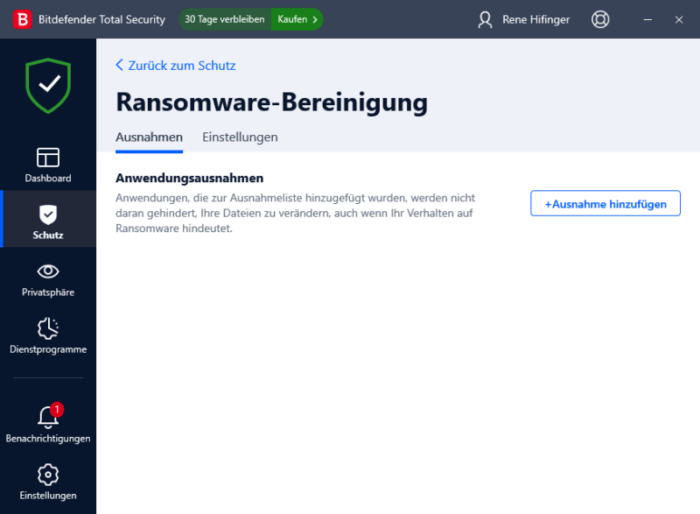 Bitdefender Ransomware Schutz