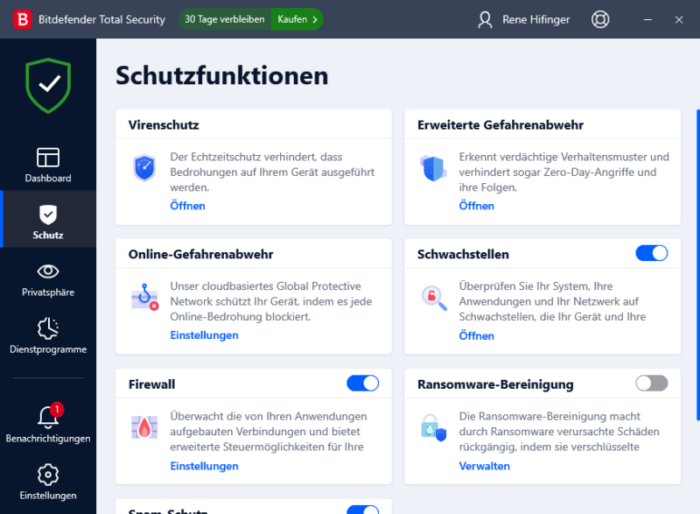 Bitdefender Schutz