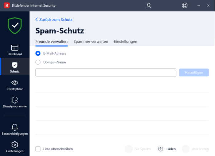 Spam-Filter Bitdefender